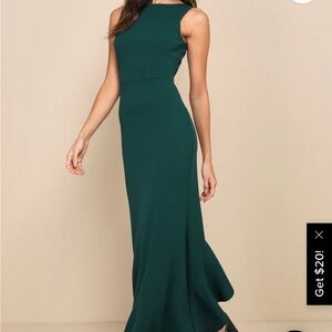 Lulu's Forest Green Maxi Dress sz m wedding guest